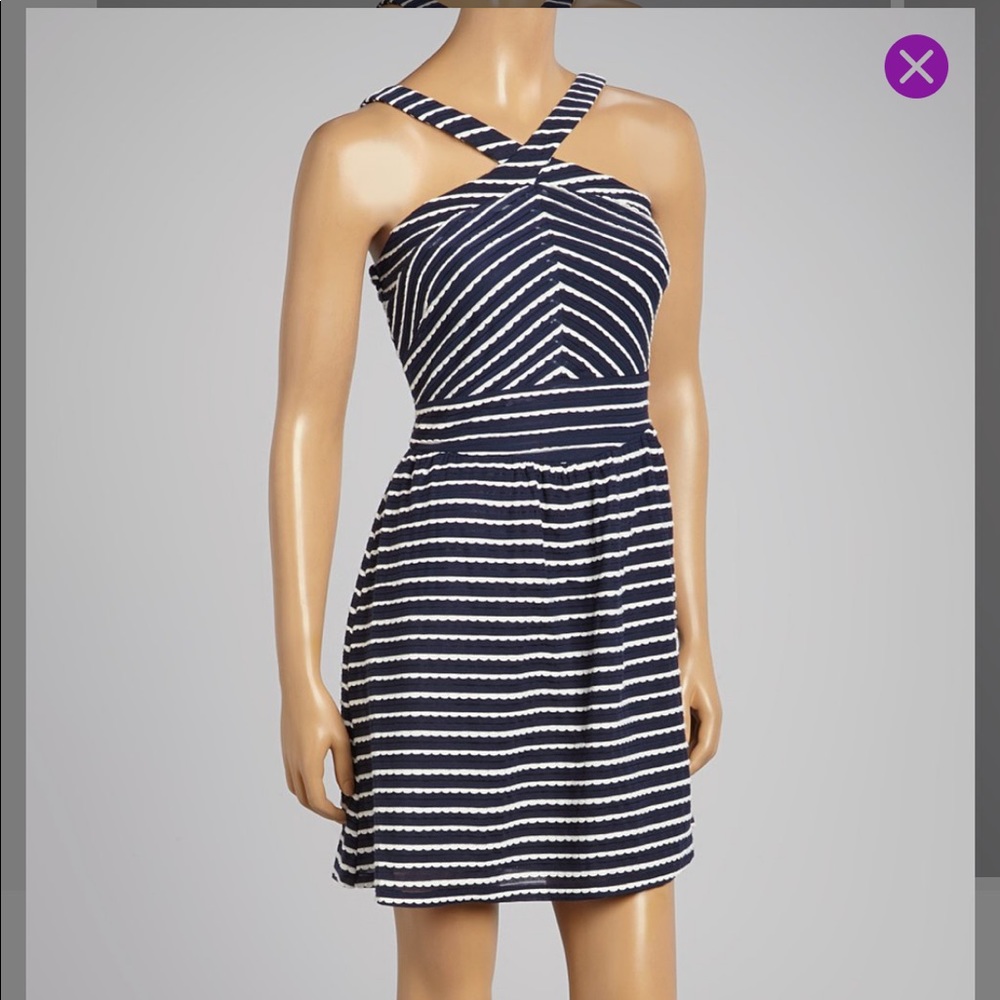 Navy & White Stripe Sleeveless Dress Size XL